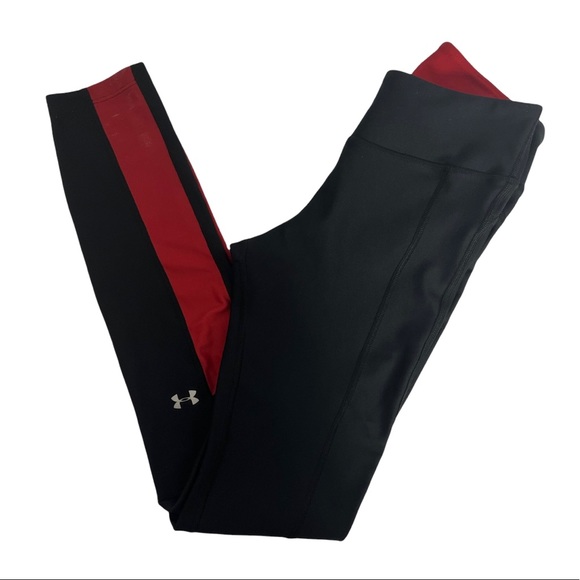 28) Under Armour Black & Red Wisconsin Badger Athletic Workout Tights Legging XS - Picture 4 of 12